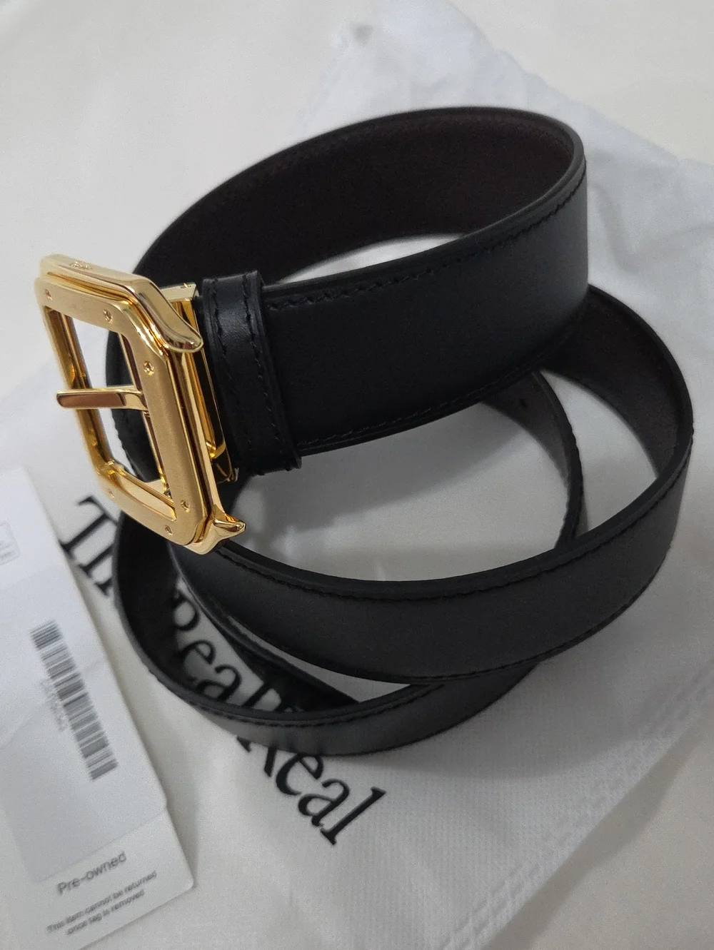 Cartier Santos Belt Reversible Leather Gold Square Buckle